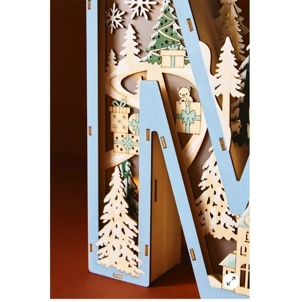 Anthropologie Monogram Wonderland Light-Up Scene Letter M NEW